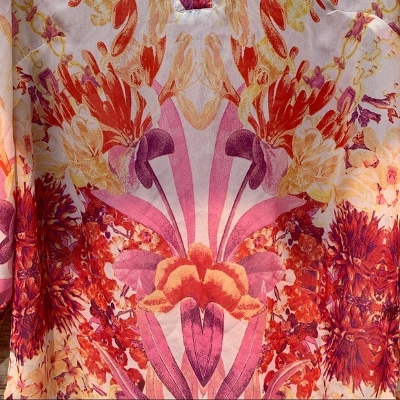 Adiva | Round Neck Semi Sheer 3/4 Sleeve Floral Pullover Blouse Top M - Picture 8 of 13